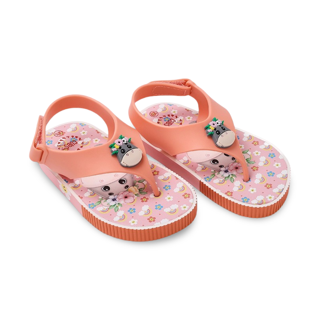 Baby Girls Rubber Sandal – Salmon Unicorn Flip-Flop Design