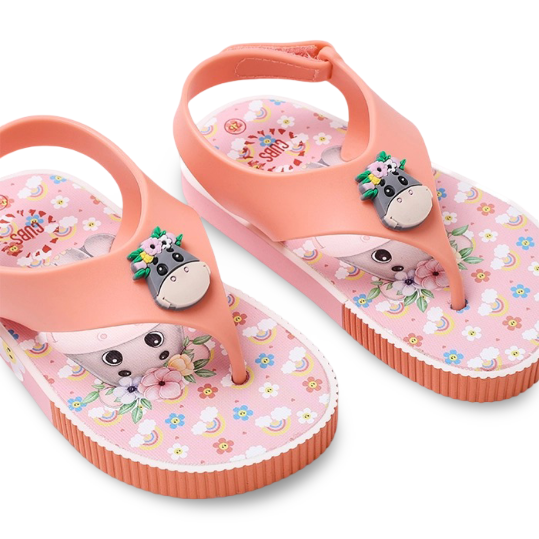 Baby Girls Rubber Sandal – Salmon Unicorn Flip-Flop Design