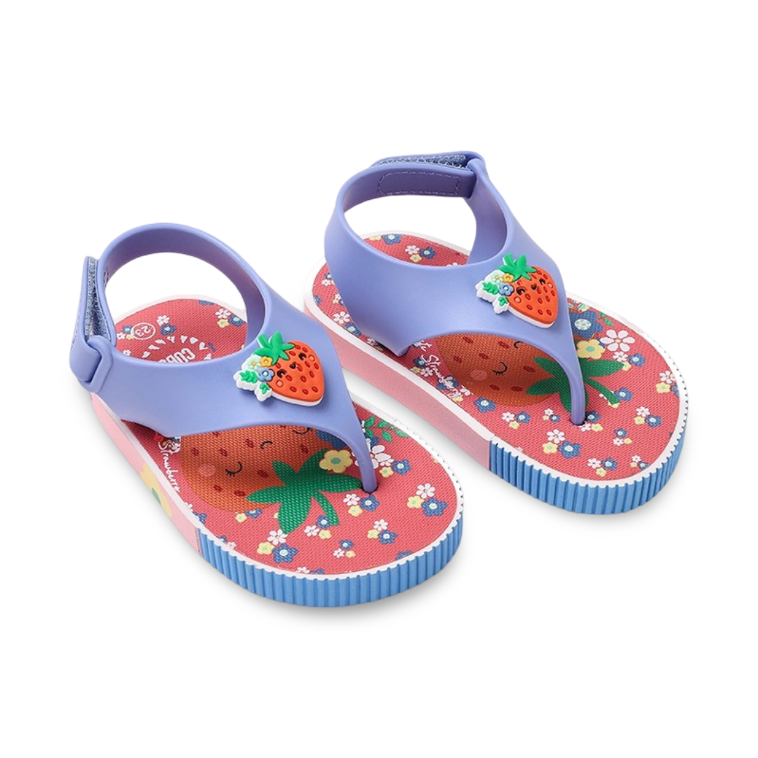 Baby Girls Rubber Sandal – Baby Blue Strawberry Flip-Flop Design - Clothing - Cubs Shoes