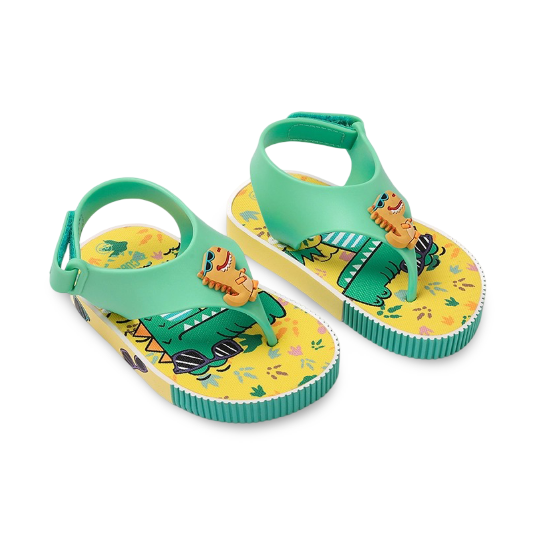 Unisex Baby Rubber Sandal – Green Crocodile Flip-Flop Design