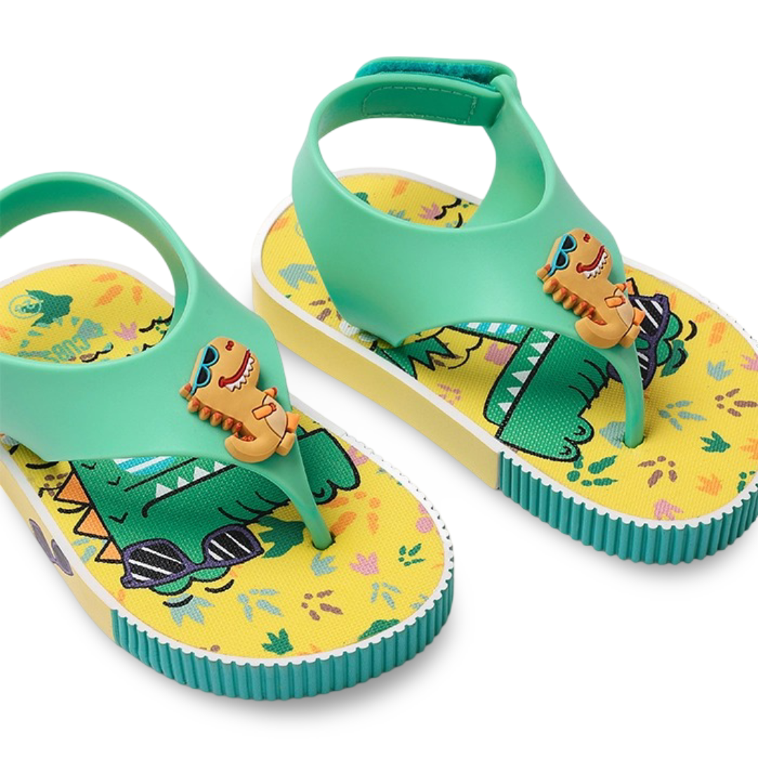 Unisex Baby Rubber Sandal – Green Crocodile Flip-Flop Design