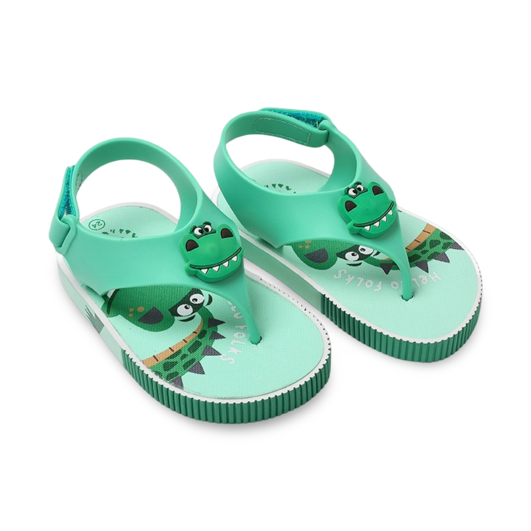 Unisex Baby Rubber Sandal – Green Dino Flip-Flop Design