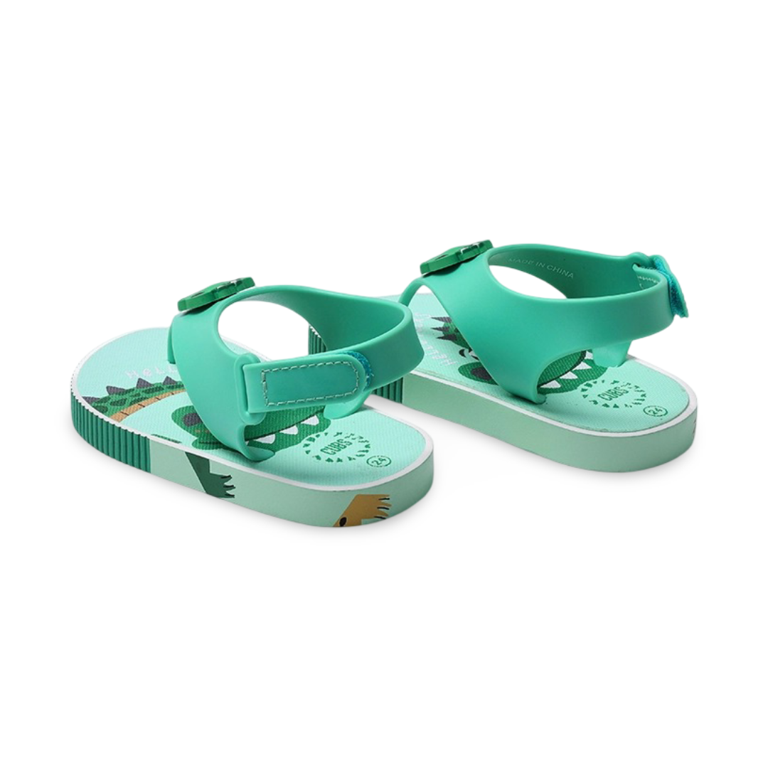Unisex Baby Rubber Sandal – Green Dino Flip-Flop Design