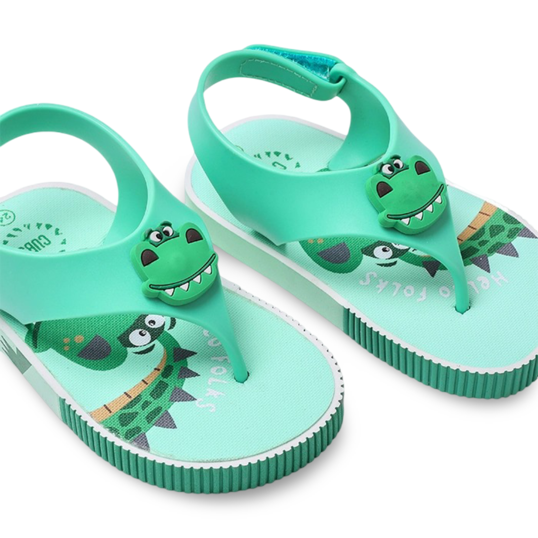 Unisex Baby Rubber Sandal – Green Dino Flip-Flop Design