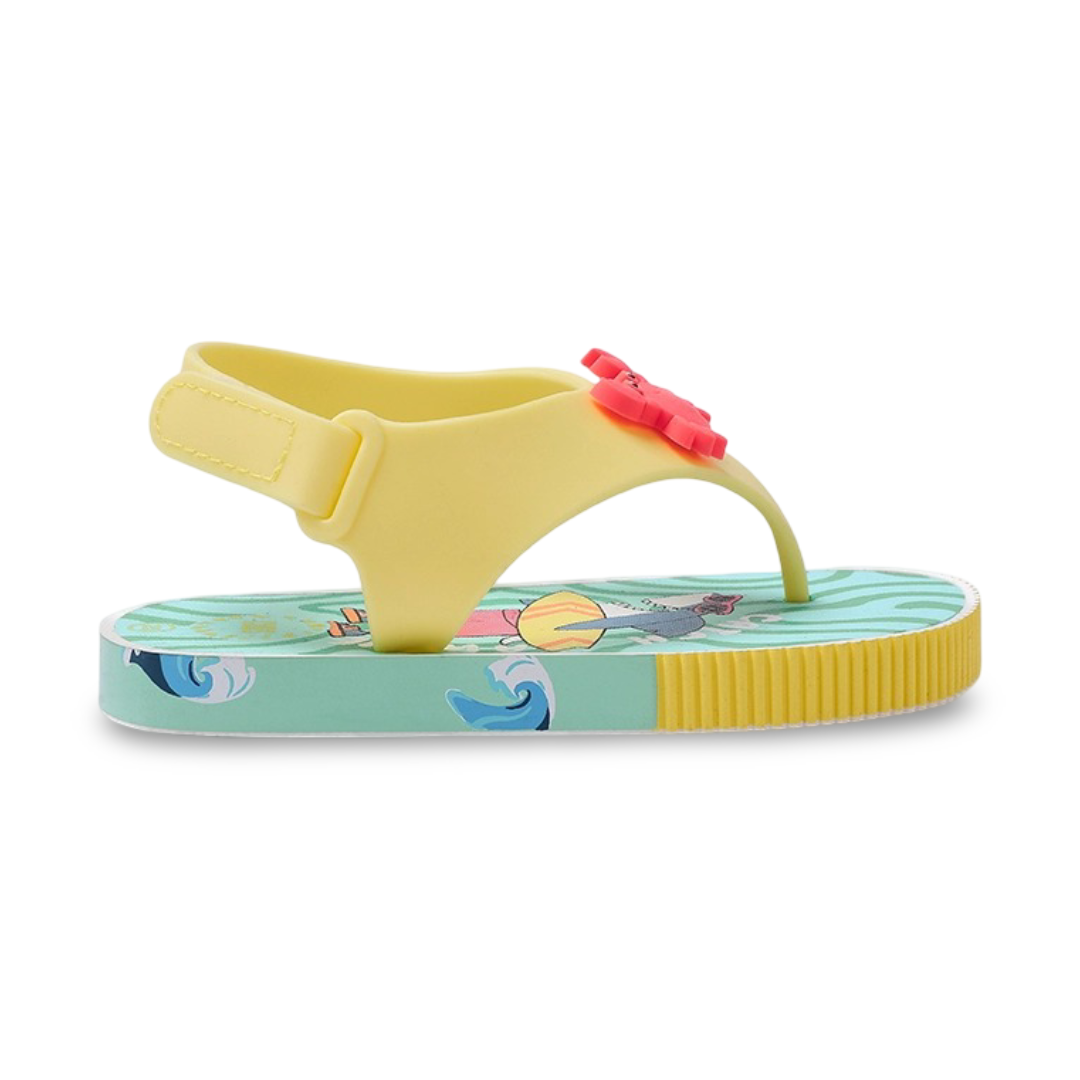 Unisex Baby Rubber Sandal – Yellow Sharks & Crabs Flip-Flop Design