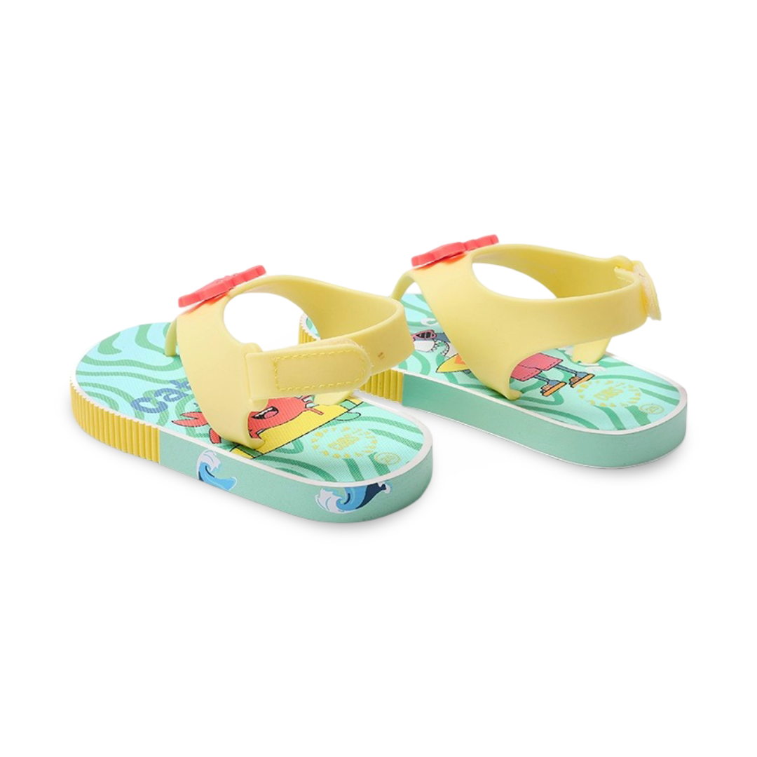 Unisex Baby Rubber Sandal – Yellow Sharks & Crabs Flip-Flop Design
