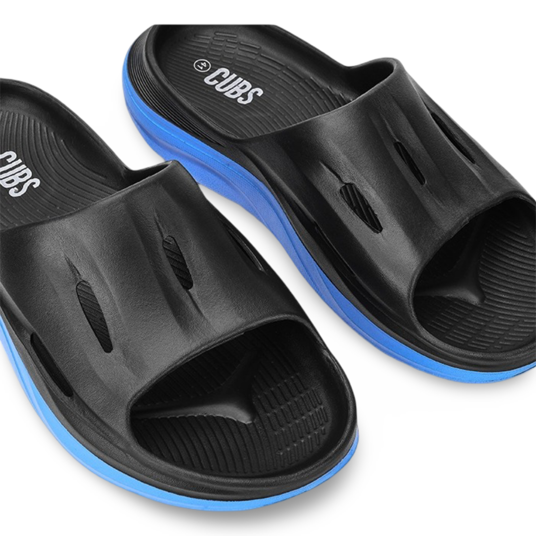Boys Rubber Slippers – Black & Turquiose Air walk