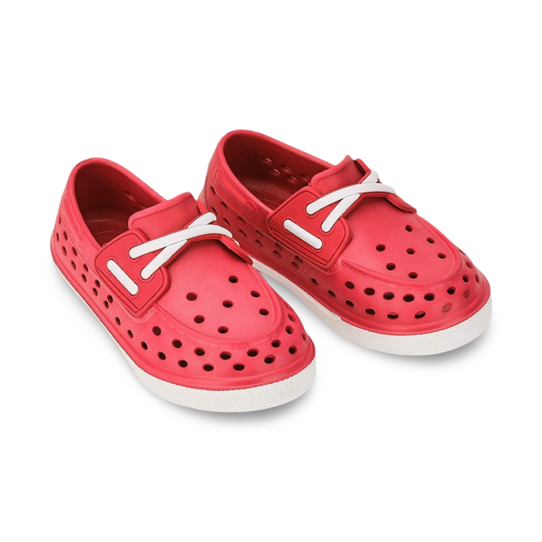 Unisex Rubber Sneakers – Red Slip On Fake Laces Sneaker
