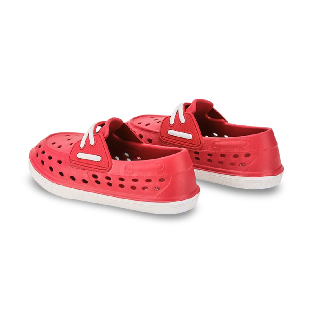 Unisex Rubber Sneakers – Red Slip On Fake Laces Sneaker