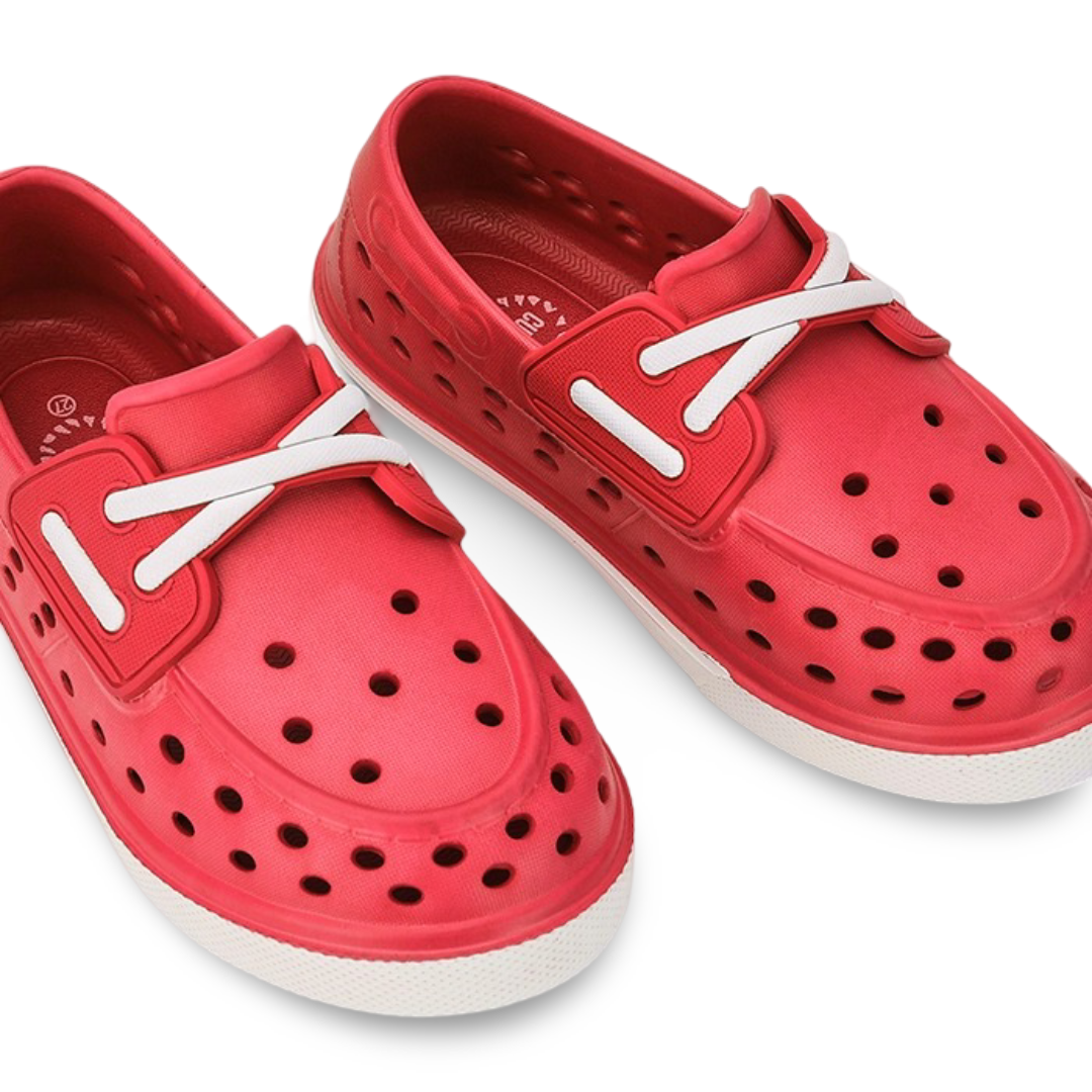 Unisex Rubber Sneakers – Red Slip On Fake Laces Sneaker
