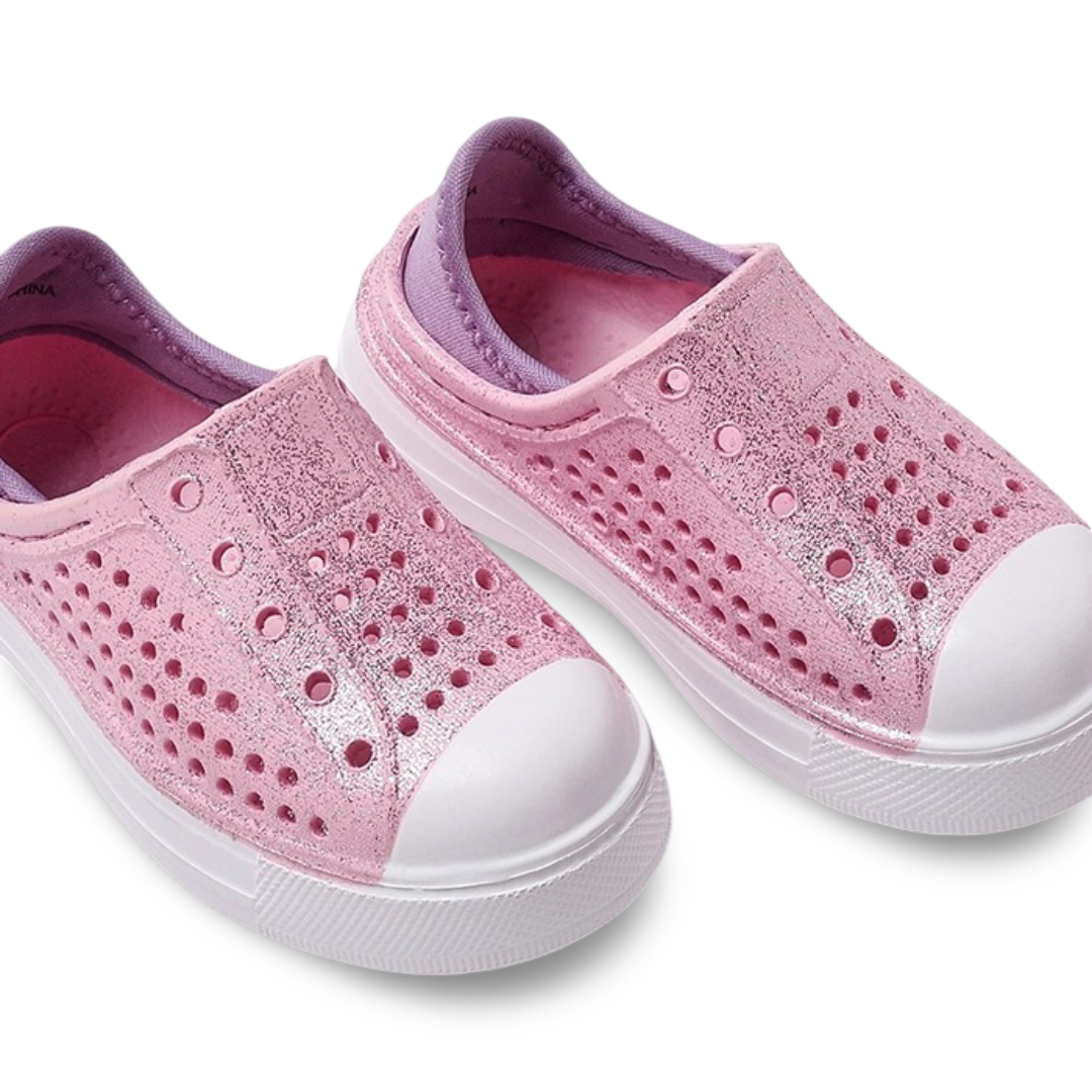 Girls Rubber Sneakers – Glitter Pink Slip-on Sneaker