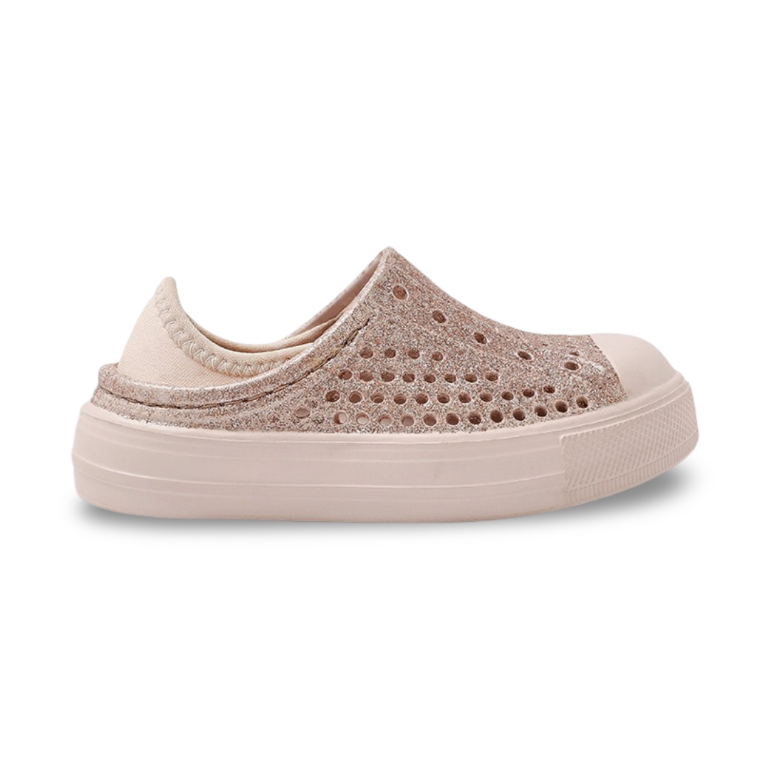 Girls Rubber Sneakers – Glitter Gold Slip-on Sneaker