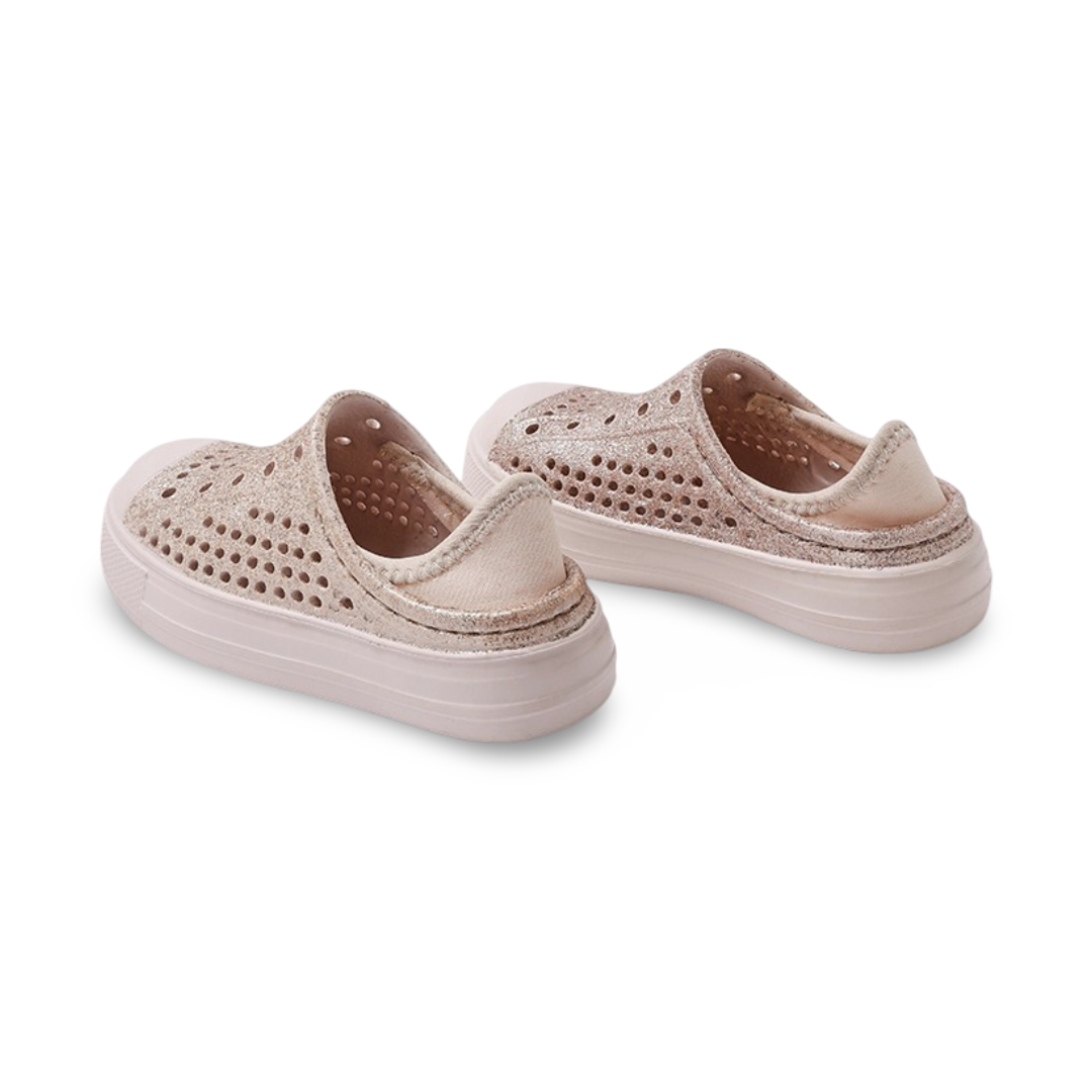 Girls Rubber Sneakers – Glitter Gold Slip-on Sneaker