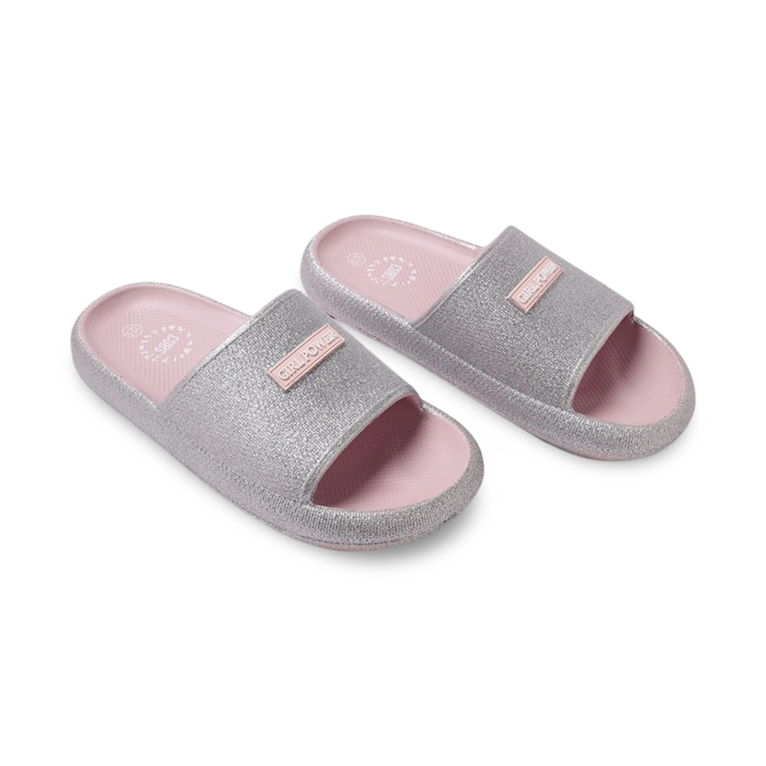 Girls Rubber Slippers – Glitter Silver - Clothing - Cubs Shoes