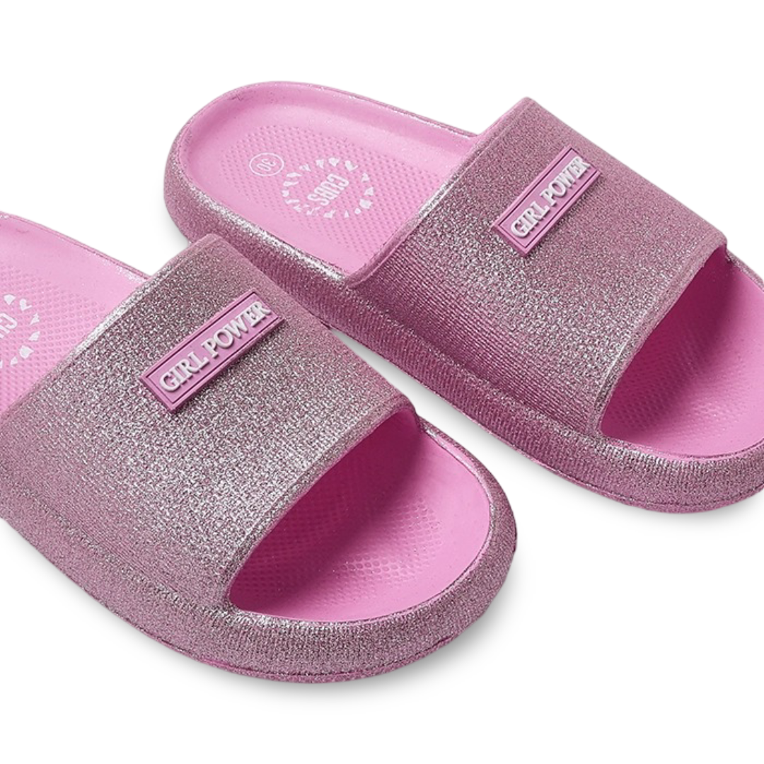 Girls Rubber Slippers – Glitter Pink