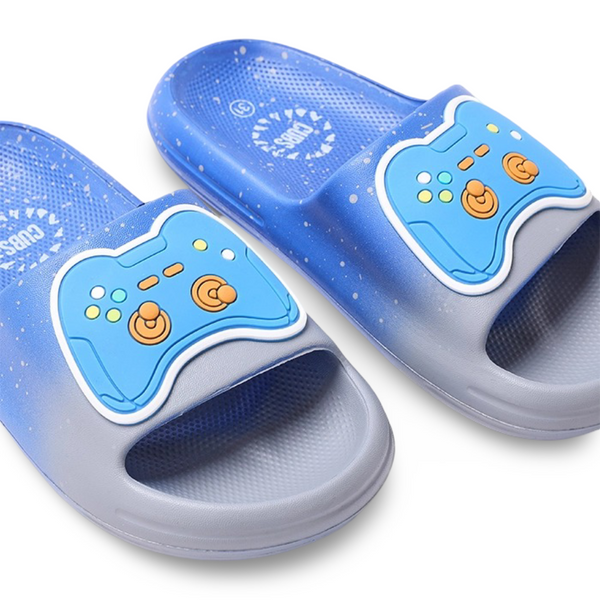 Boys Rubber Slippers – Blue with Gaming Design