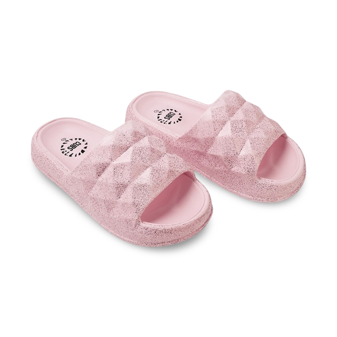 Girls Rubber Slippers – Pink with Princess Diamond Design - Clothing - Cubs Shoes