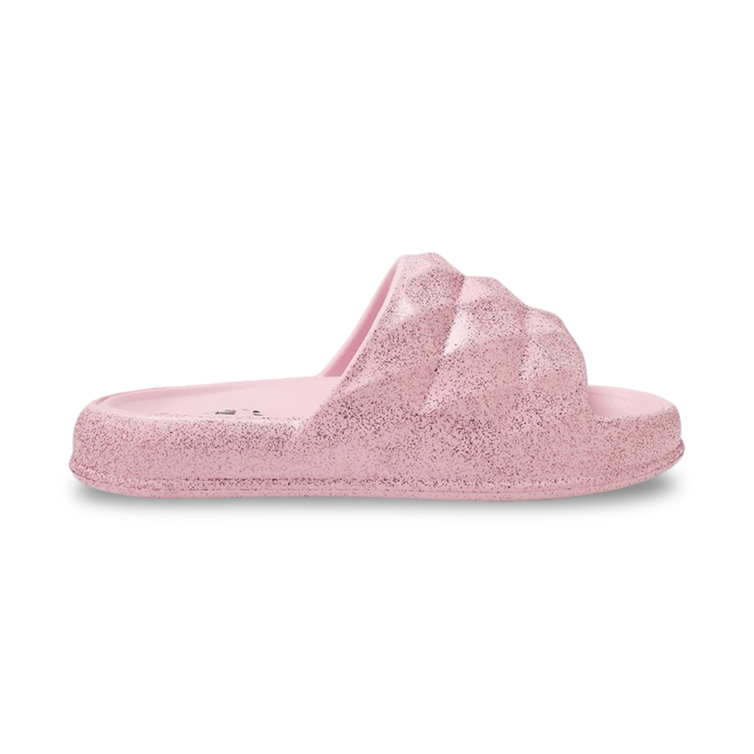 Girls Rubber Slippers – Pink with Princess Diamond Design