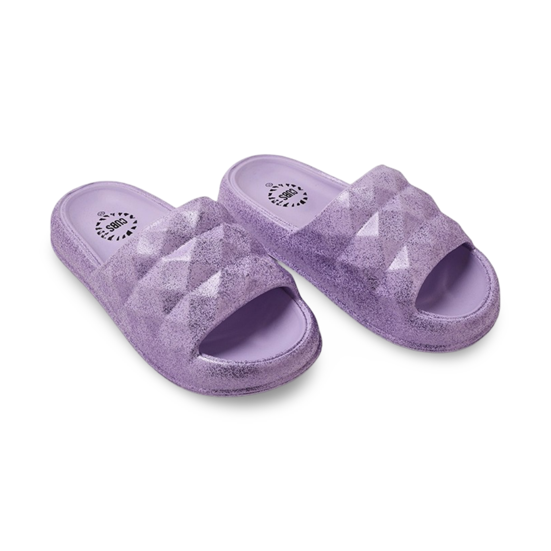 Girls Rubber Slippers – Lilac with Princess Diamond Design