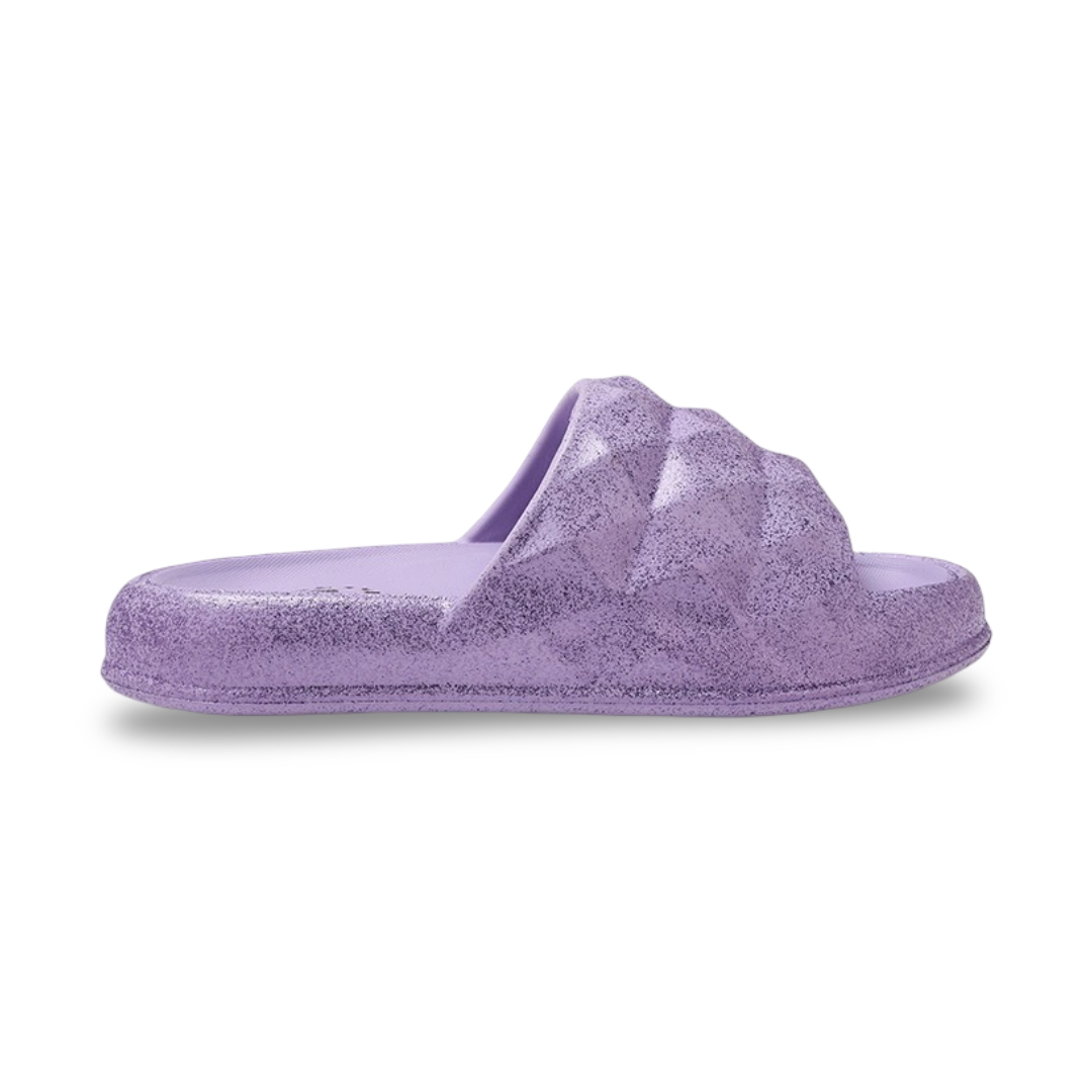 Girls Rubber Slippers – Lilac with Princess Diamond Design