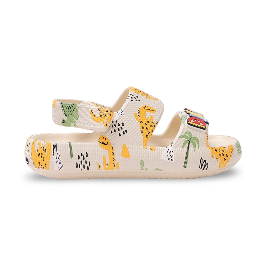 Baby Boys Rubber Sandal – Beige with "Dino" Design