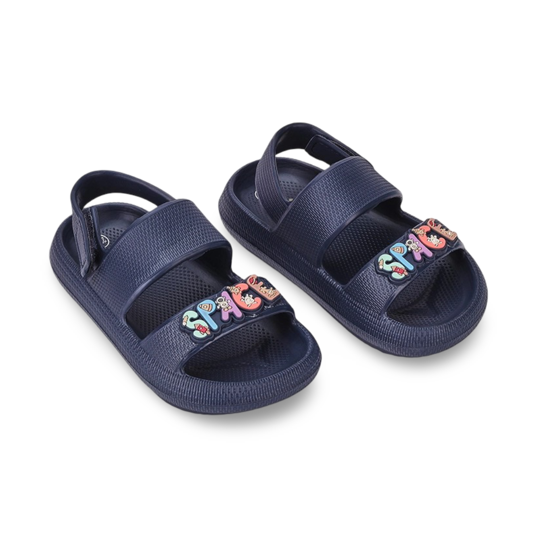 Unisex Baby Rubber Sandal – Navy with "Space" Design