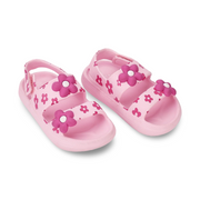 Baby Girls Rubber Sandal – Pink with Flowers Design