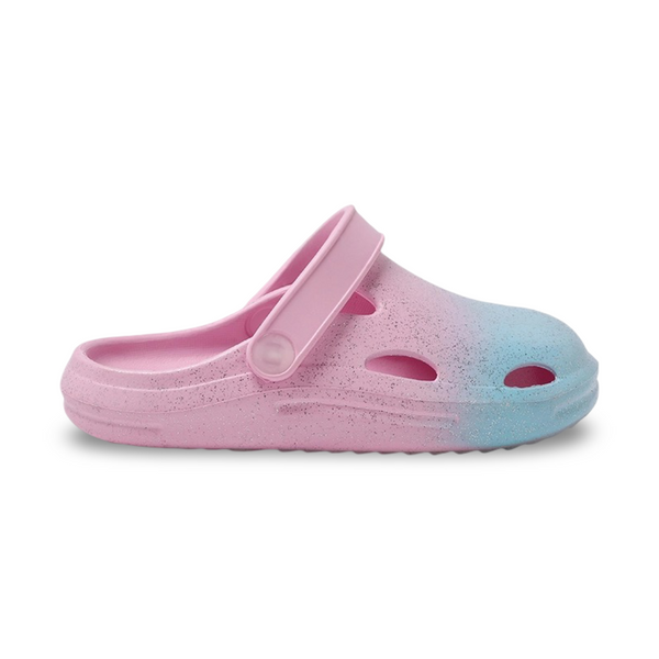 Girls Rubber Crocs – Glitter Pink & Blue
