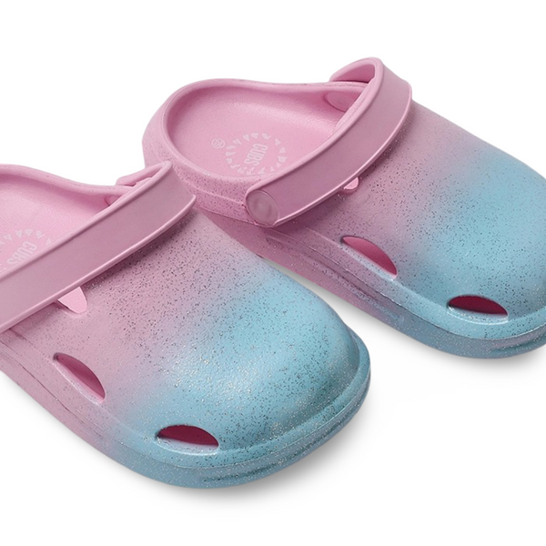 Girls Rubber Crocs – Glitter Pink & Blue