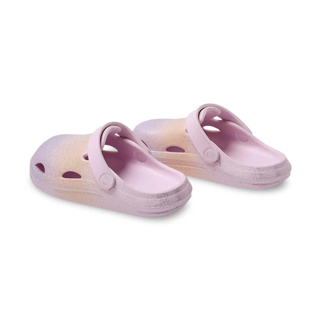 Girls Rubber Crocs – Glitter Peach & Lilac