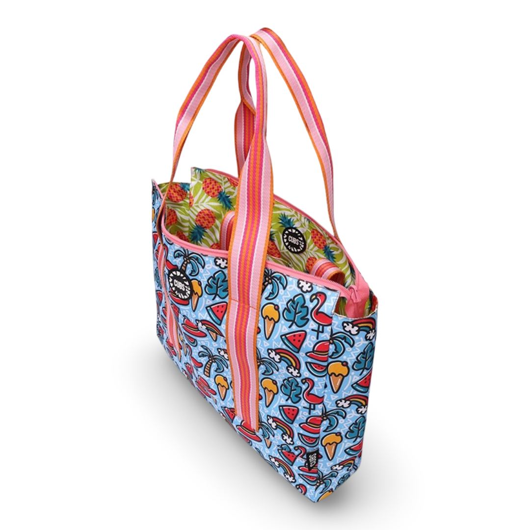 Cubs Flamingos and Pineapples Double Face Tote Bag (19L)
