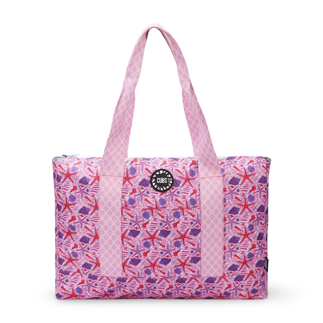 Cubs Bluish Tie Dye and Pinky Stars Double Face Tote Bag (19L)