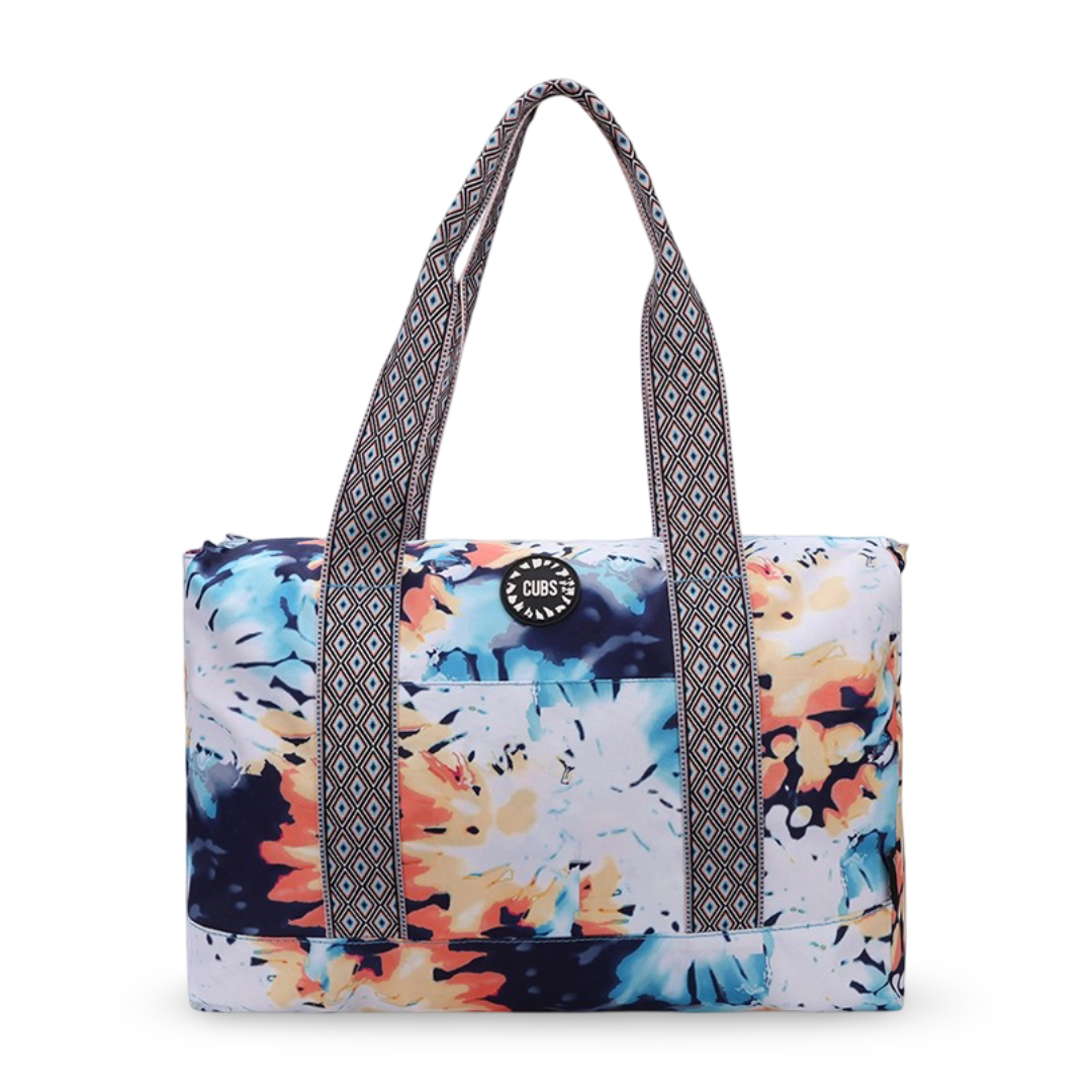 Cubs Bluish Tie Dye and Pinky Stars Double Face Tote Bag (19L)
