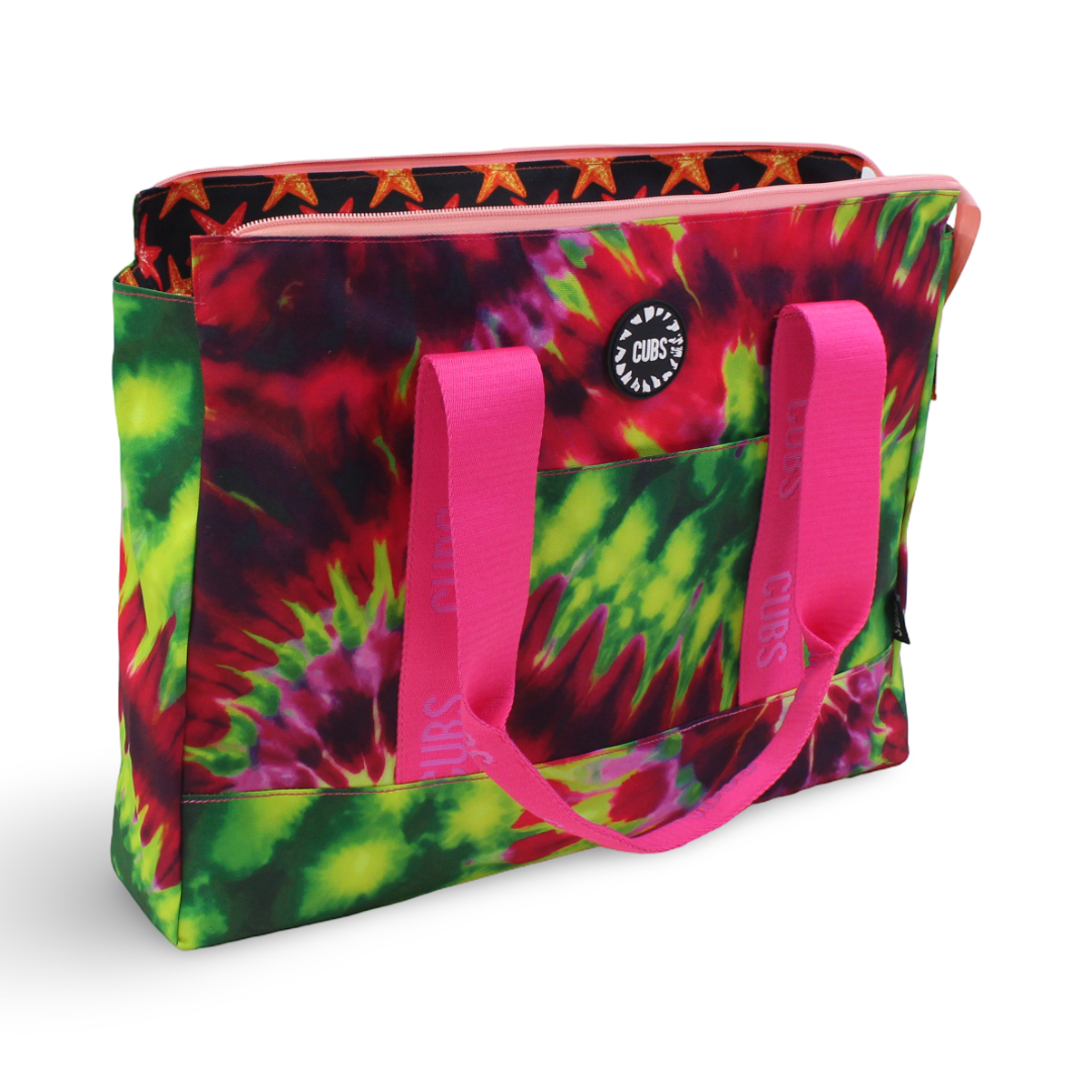 Cubs Tie Dye and Black Stars Double Face Tote Bag (19L)