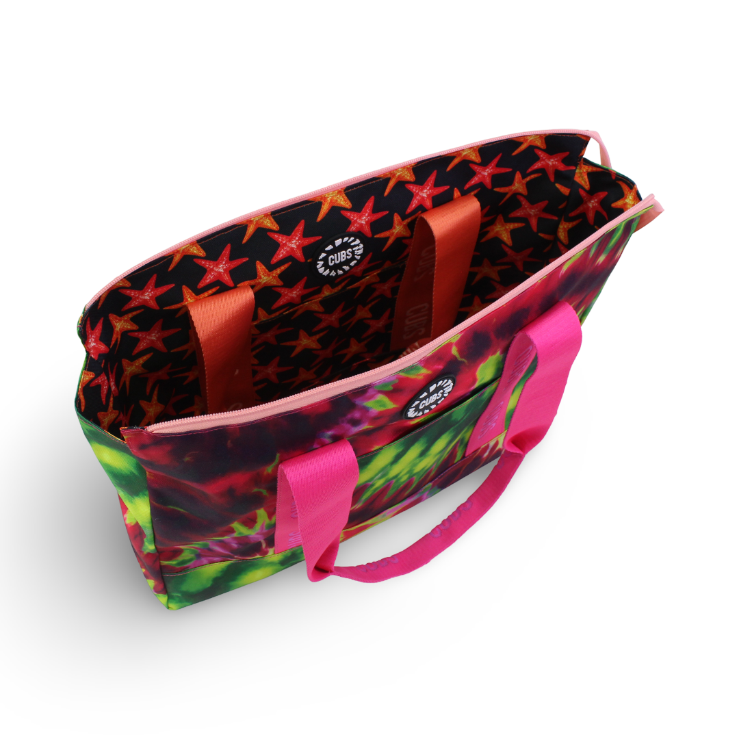 Cubs Tie Dye and Black Stars Double Face Tote Bag (19L)