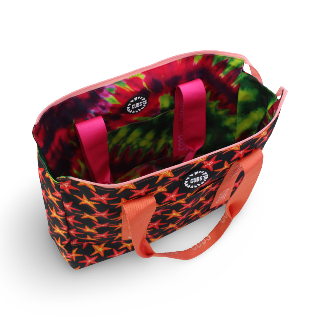 Cubs Tie Dye and Black Stars Double Face Tote Bag (19L)