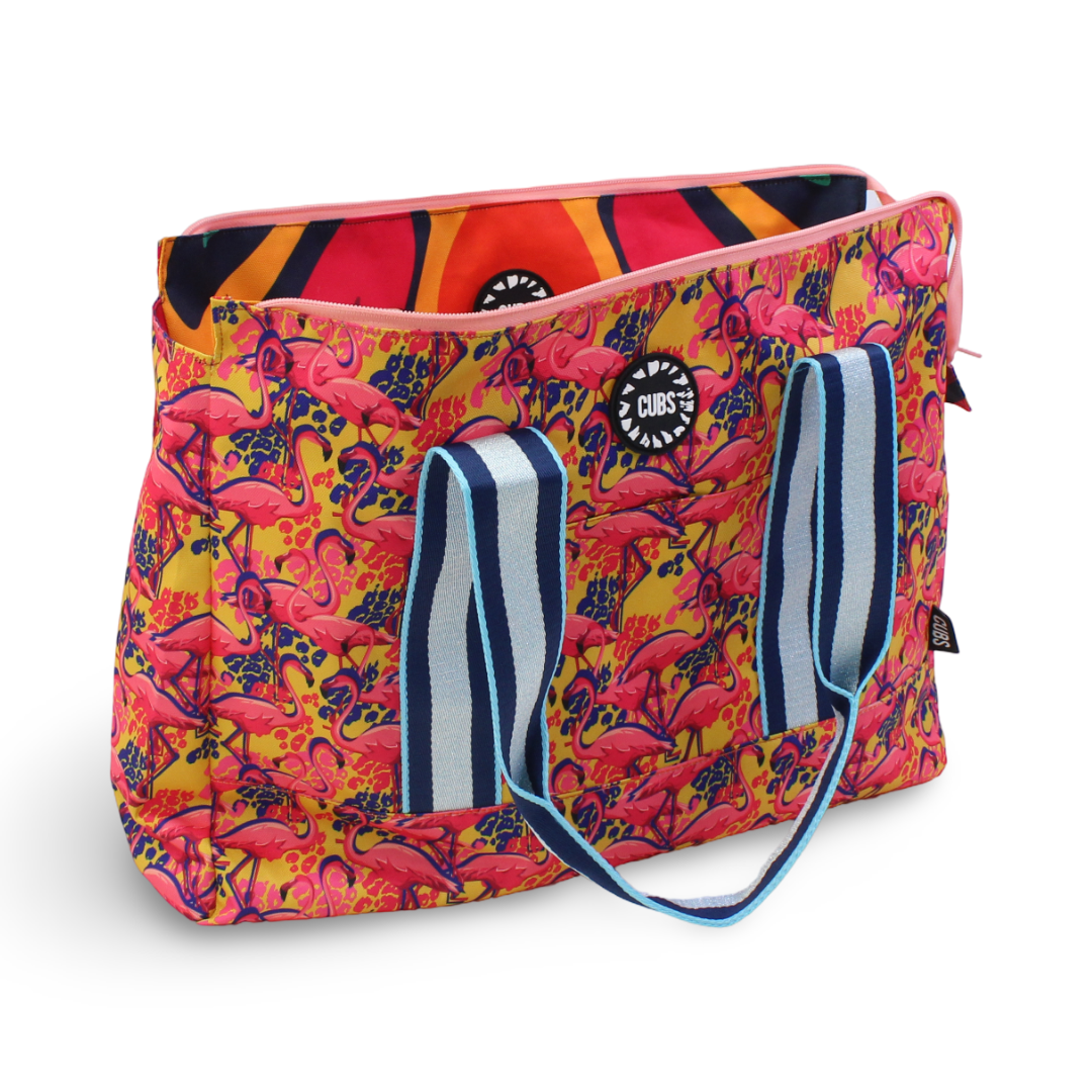 Cubs Swirls and Flamingos Double Face Tote Bag (19L)