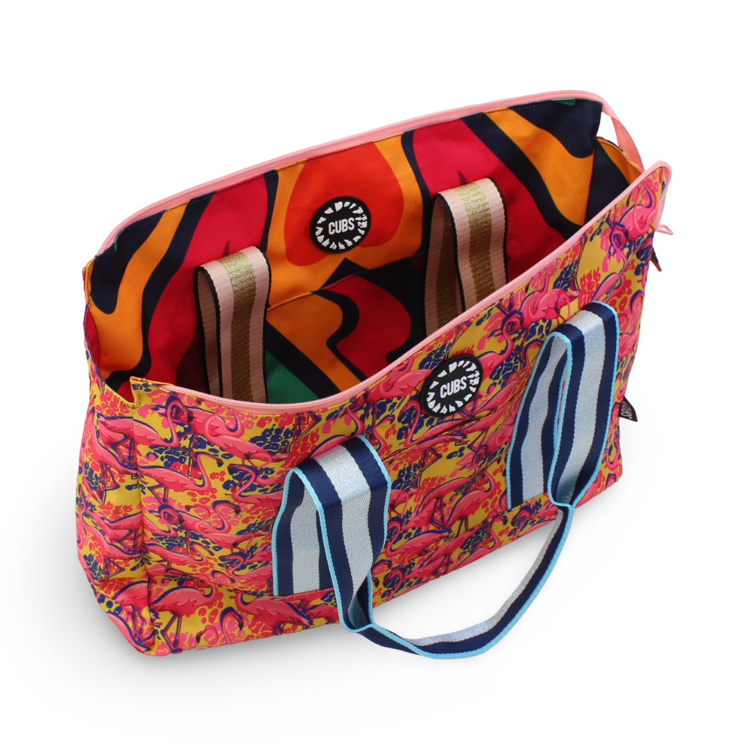 Cubs Swirls and Flamingos Double Face Tote Bag (19L)
