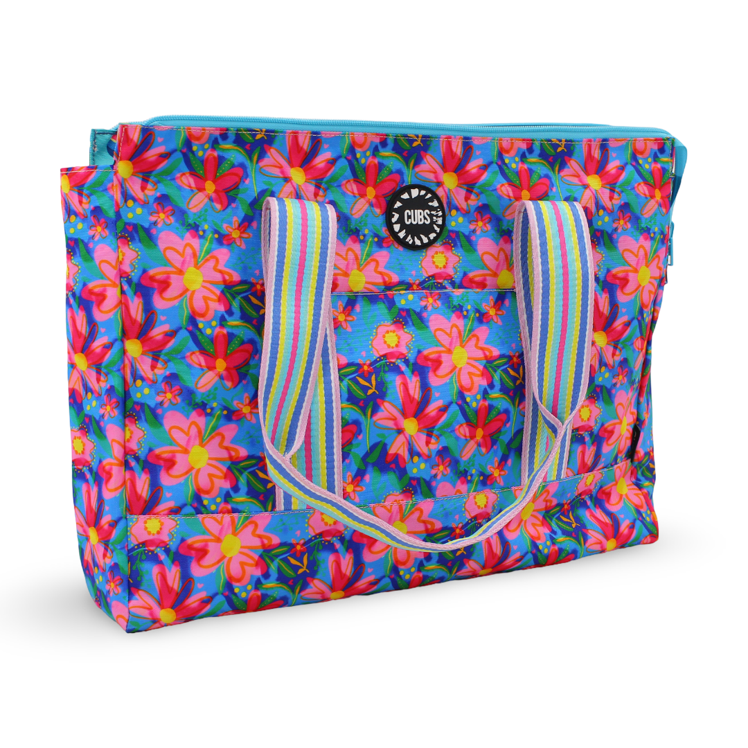 Cubs Bluish Flowers and Watermelon Ice-Cream Double Face Tote Bag (19L)