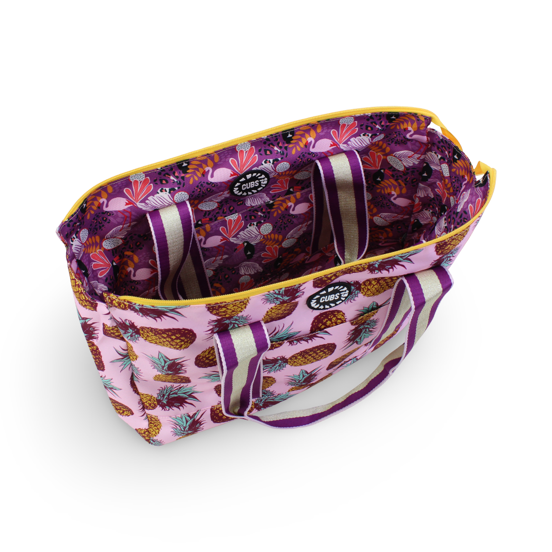 Cubs Lilac Pigon Forest and Pineapples Double Face Tote Bag (19L)