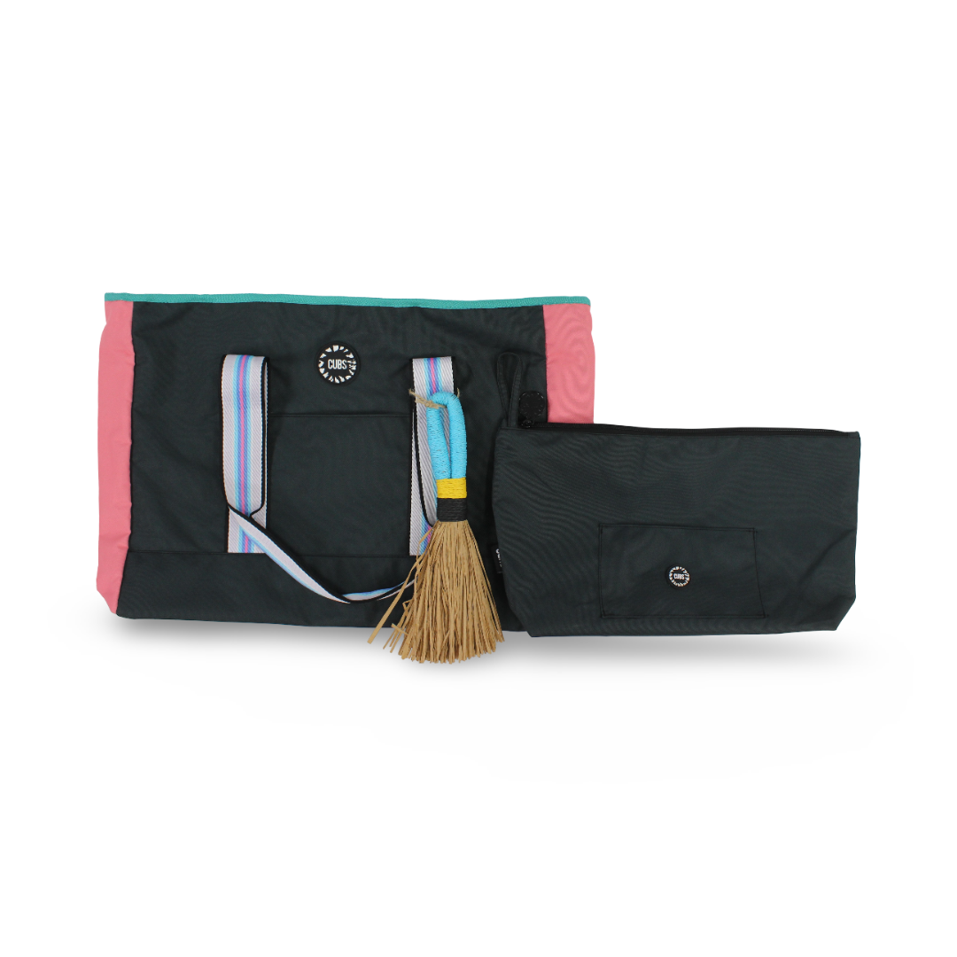 Cubs Beach Tote Set – Black & Turquoise 19 L
