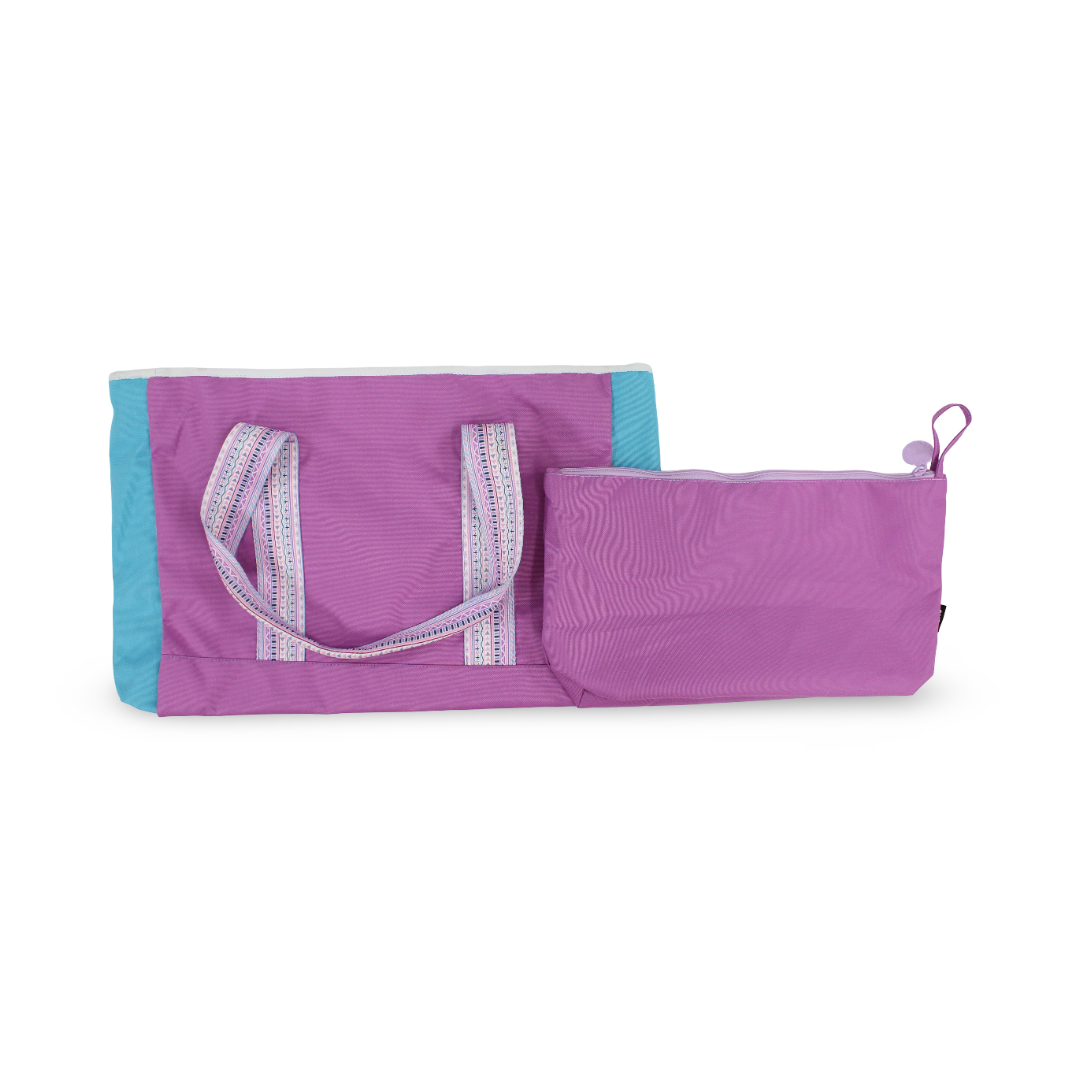 Cubs Beach Tote Set – Purple & White 19 L