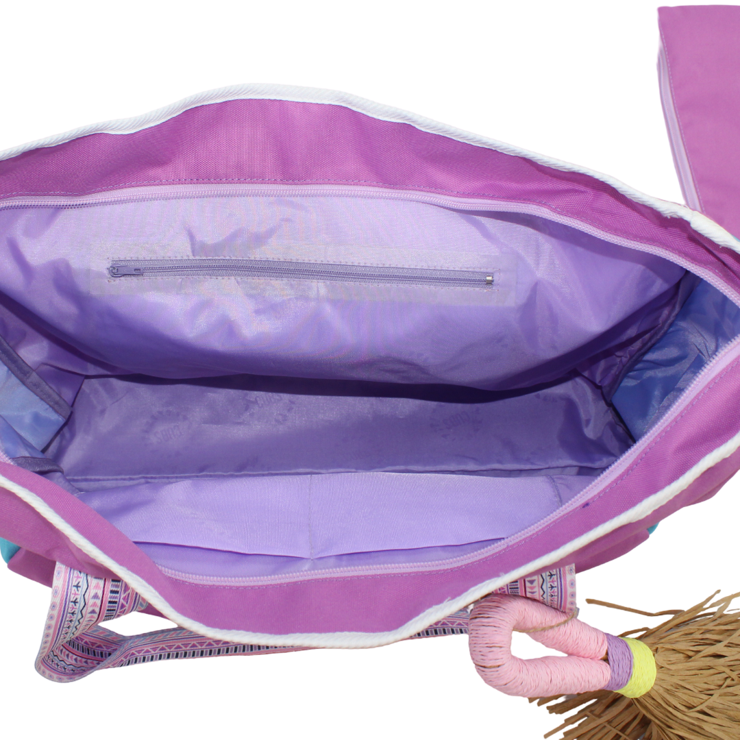 Cubs Beach Tote Set – Purple & White 19 L