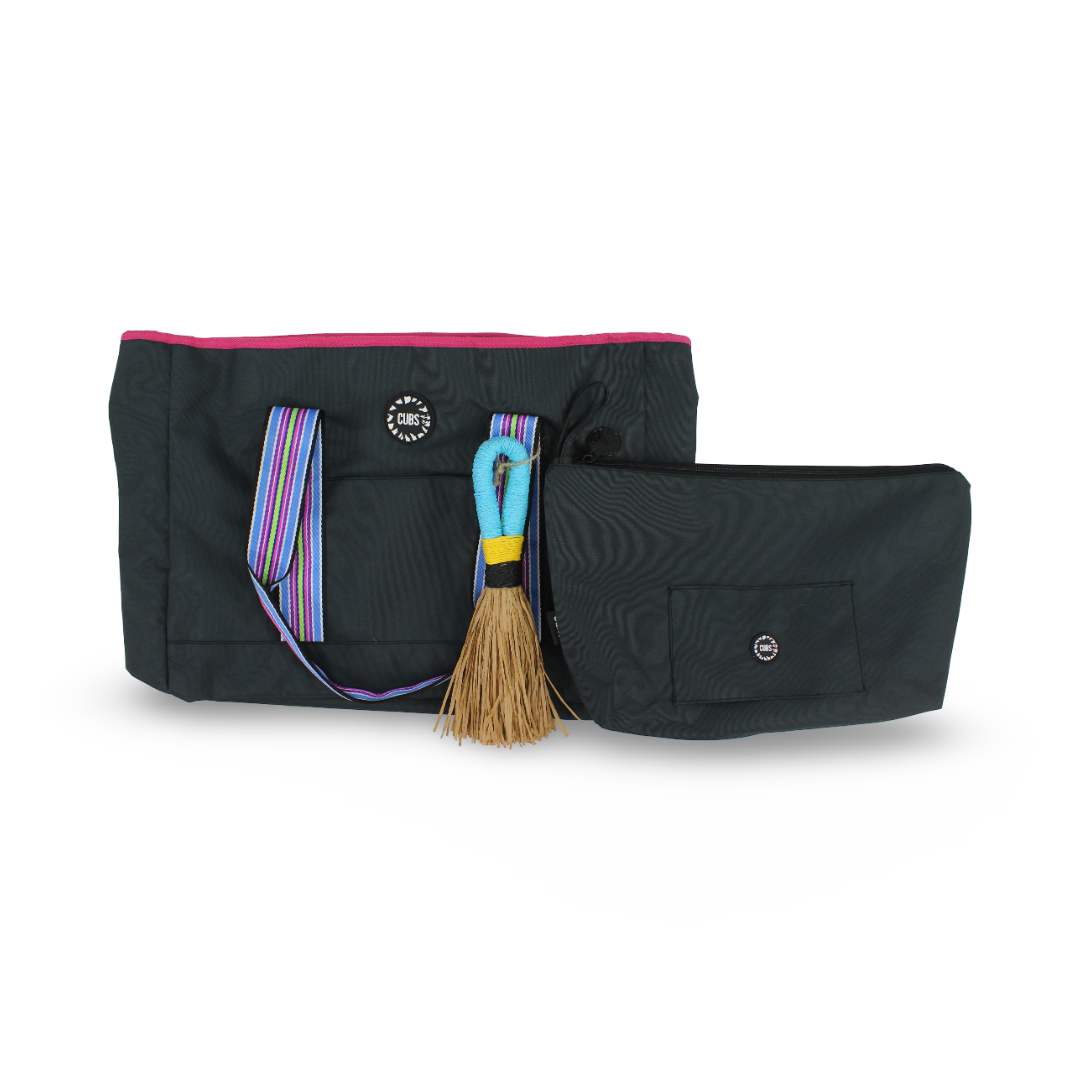 Cubs Beach Tote Set – Black & Fuschia 19 L