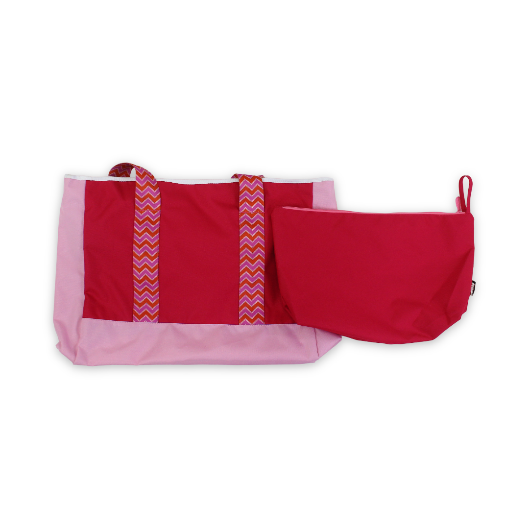 Cubs Beach Tote Set – Fuschia & White  19 L
