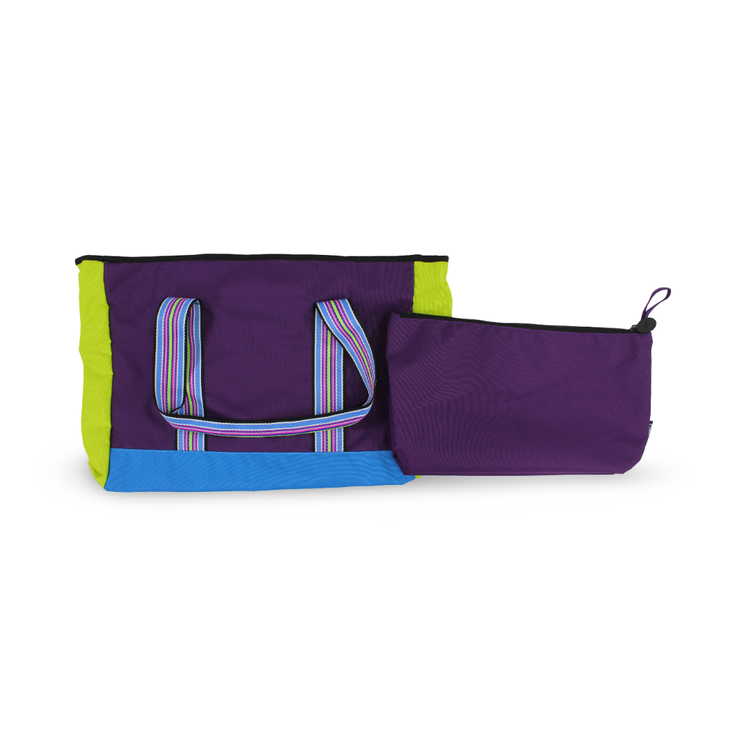 Cubs Beach Tote Set – Dark Purple & Pistachio 19 L