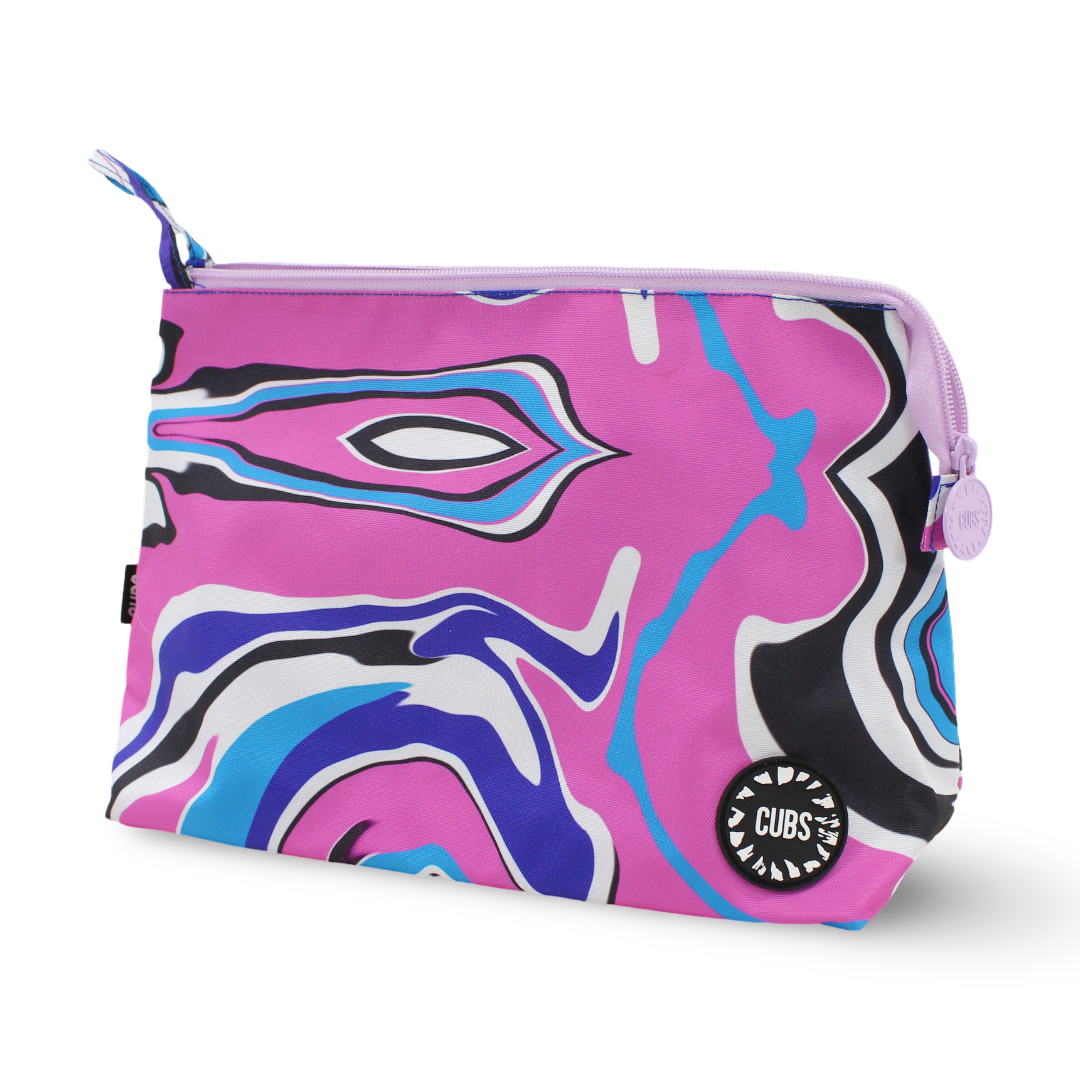 Cubs Pink and Turquoise Swirls Large Pouch - Summer