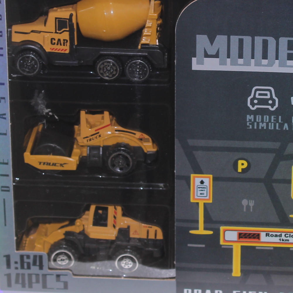 Menggru 1:64 Scale Die-Cast Construction Vehicle Toy Set - 14 Pcs