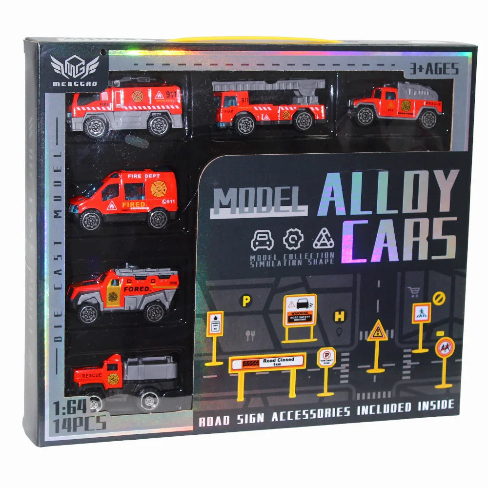 1:64 Scale Die Cast Trucks Set - (14 Pieces) - Toys - For Baby