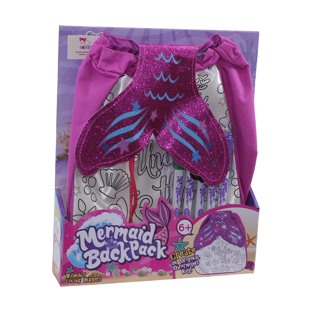 DIY Washable Coloring Markers Mermaid Backpack Set